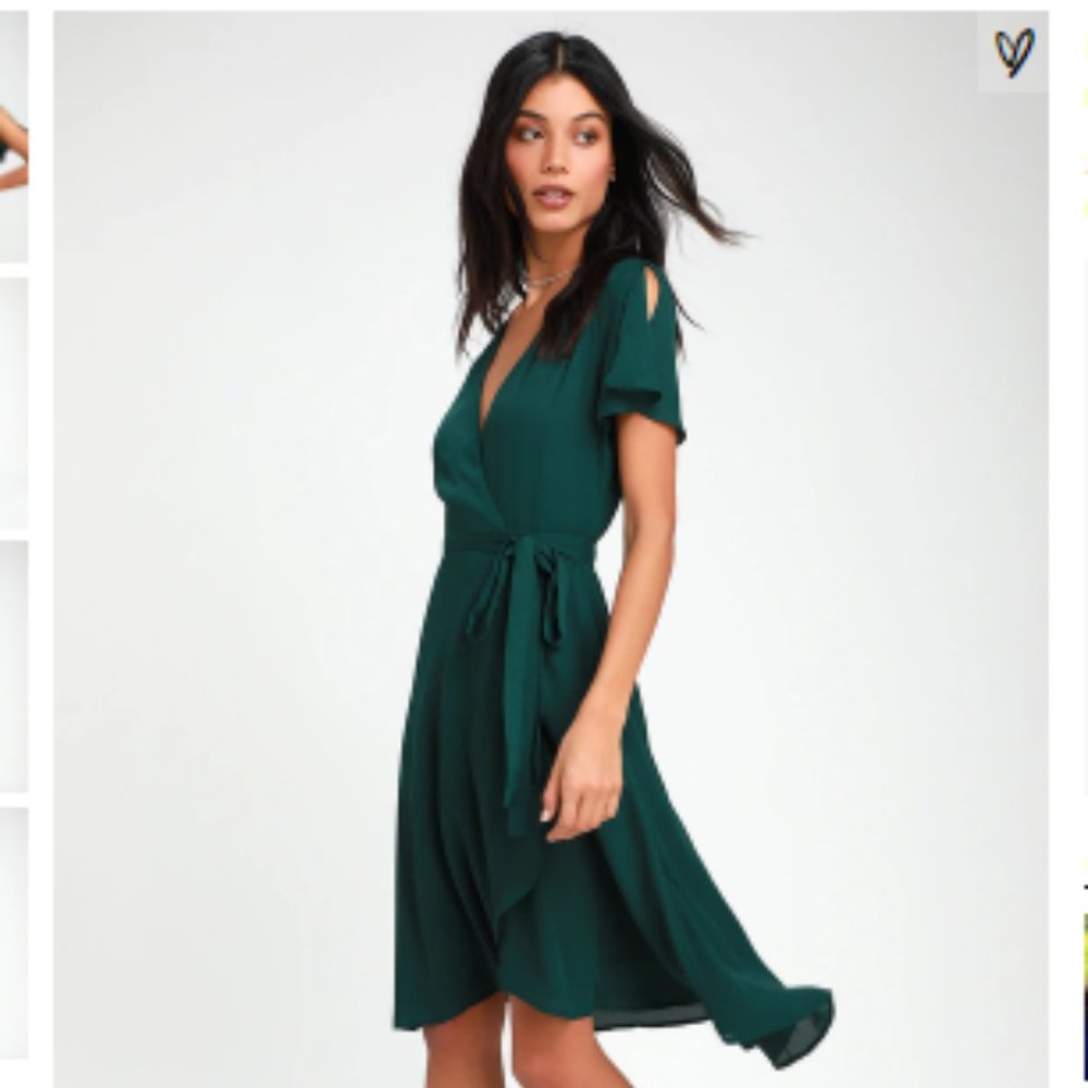 Rise to the Occasion Emerald Green Midi Wrap Dress